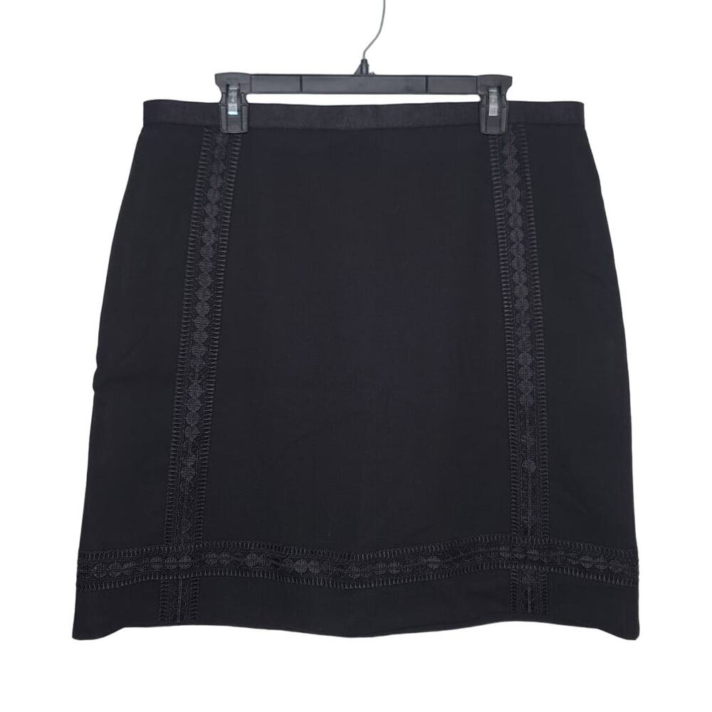 NWT Ann Taylor dressy career black skirt with lace ribbon trim - 14
